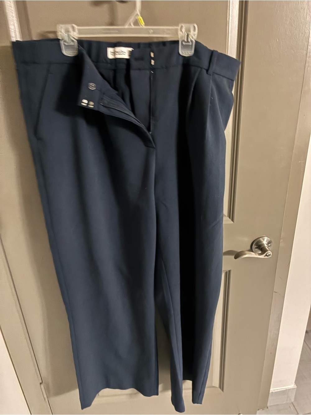 Abercrombie & Fitch Navy Wide-Leg Pleated Trousers